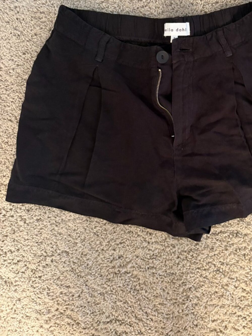 NWT Bella Dahl Black Linen Pocket Shorts Pull On Drawstring Pockets Size S